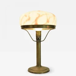 Clearance Pamono Art Nouveau Brass and Glass Table Lamp, Sweden, 1920s