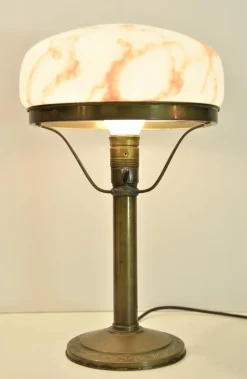 Clearance Pamono Art Nouveau Brass and Glass Table Lamp, Sweden, 1920s