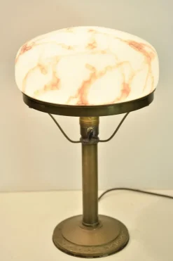 Clearance Pamono Art Nouveau Brass and Glass Table Lamp, Sweden, 1920s