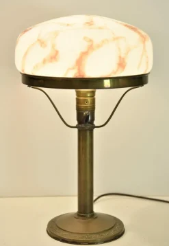 Clearance Pamono Art Nouveau Brass and Glass Table Lamp, Sweden, 1920s