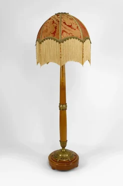 Pamono Art Nouveau Floor Lamp in Cherrywood by Paul Follot, France, 1920s
