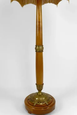 Pamono Art Nouveau Floor Lamp in Cherrywood by Paul Follot, France, 1920s