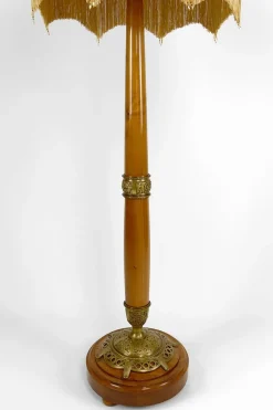 Pamono Art Nouveau Floor Lamp in Cherrywood by Paul Follot, France, 1920s