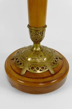 Pamono Art Nouveau Floor Lamp in Cherrywood by Paul Follot, France, 1920s