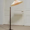 New Pamono Art Nouveau Floor Lamp with Twisted Wood Stand, 1940s