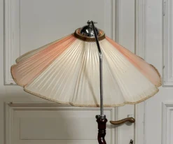 New Pamono Art Nouveau Floor Lamp with Twisted Wood Stand, 1940s