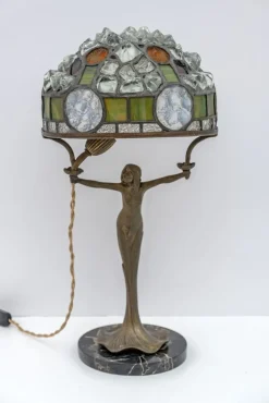 Best Pamono Art Nouveau French Table Lamp in the style of Tiffany, 1930s