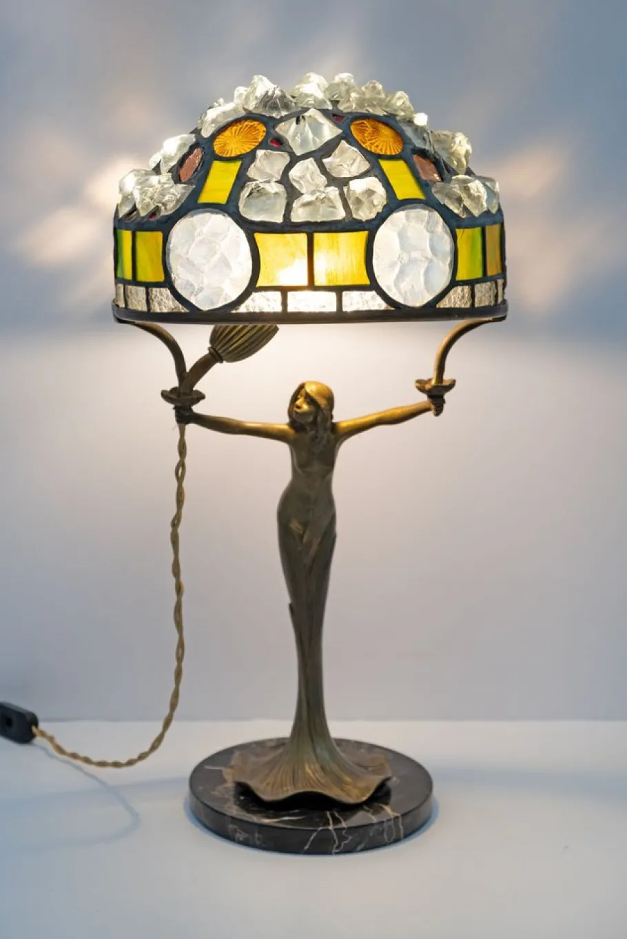 Best Pamono Art Nouveau French Table Lamp in the style of Tiffany, 1930s