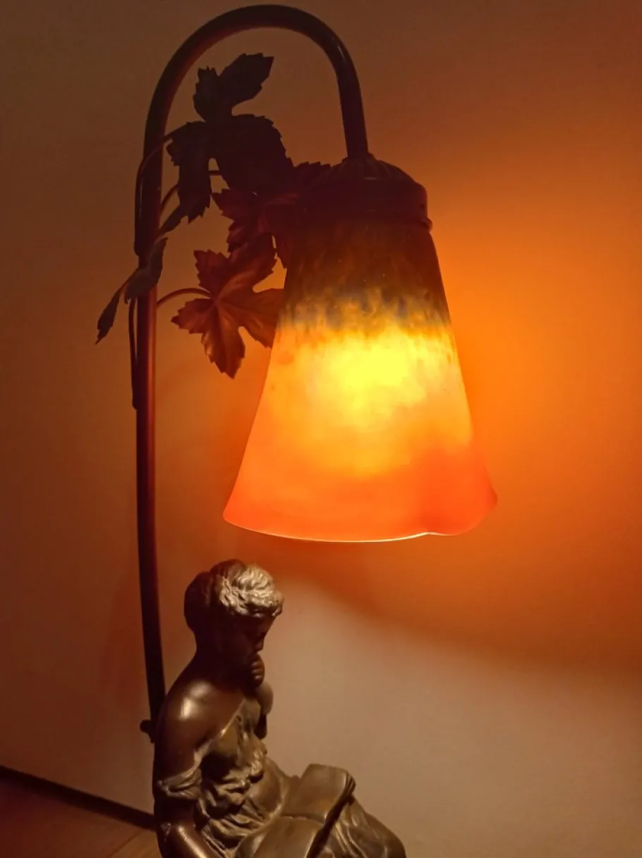 Hot Pamono Art Nouveau Glass Matte Lamp by Charles Schneider, 1920s