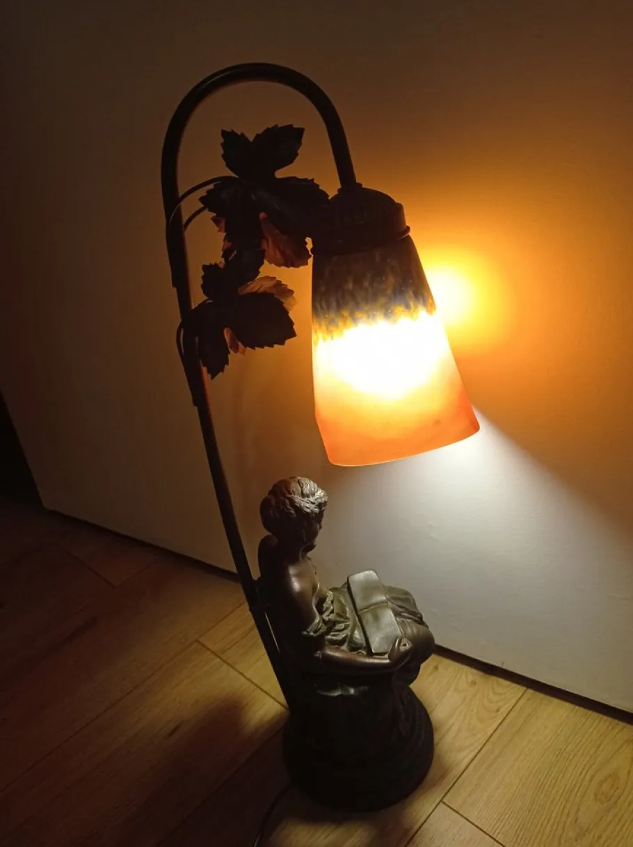 Hot Pamono Art Nouveau Glass Matte Lamp by Charles Schneider, 1920s