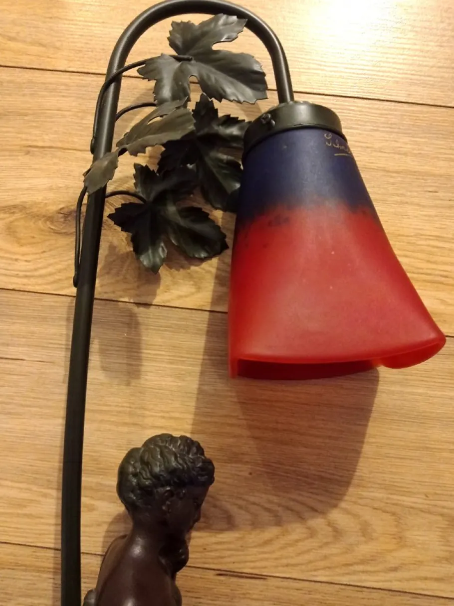 Hot Pamono Art Nouveau Glass Matte Lamp by Charles Schneider, 1920s