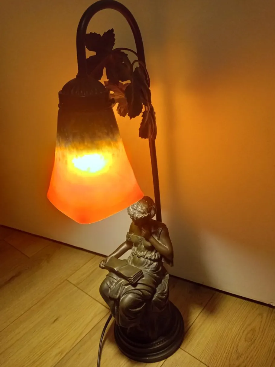 Hot Pamono Art Nouveau Glass Matte Lamp by Charles Schneider, 1920s