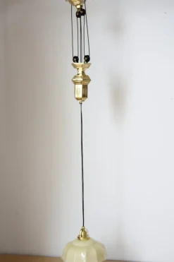 Clearance Pamono Art Nouveau Pull Down Brass Pendant Light, 1890s