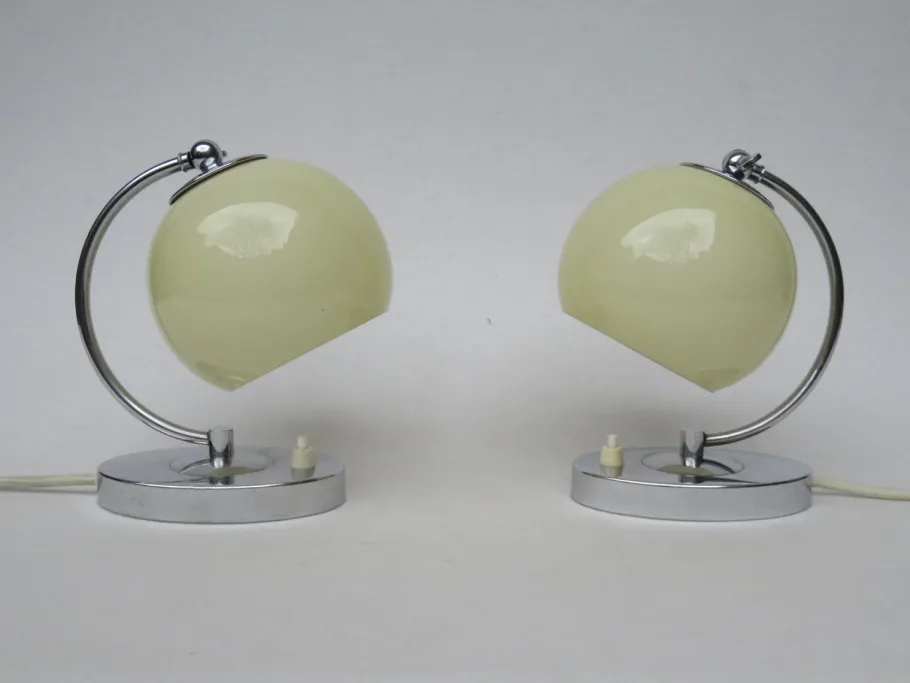 Best Pamono Austrian Art Deco Bedside Lamps in Chrome, Set of 2