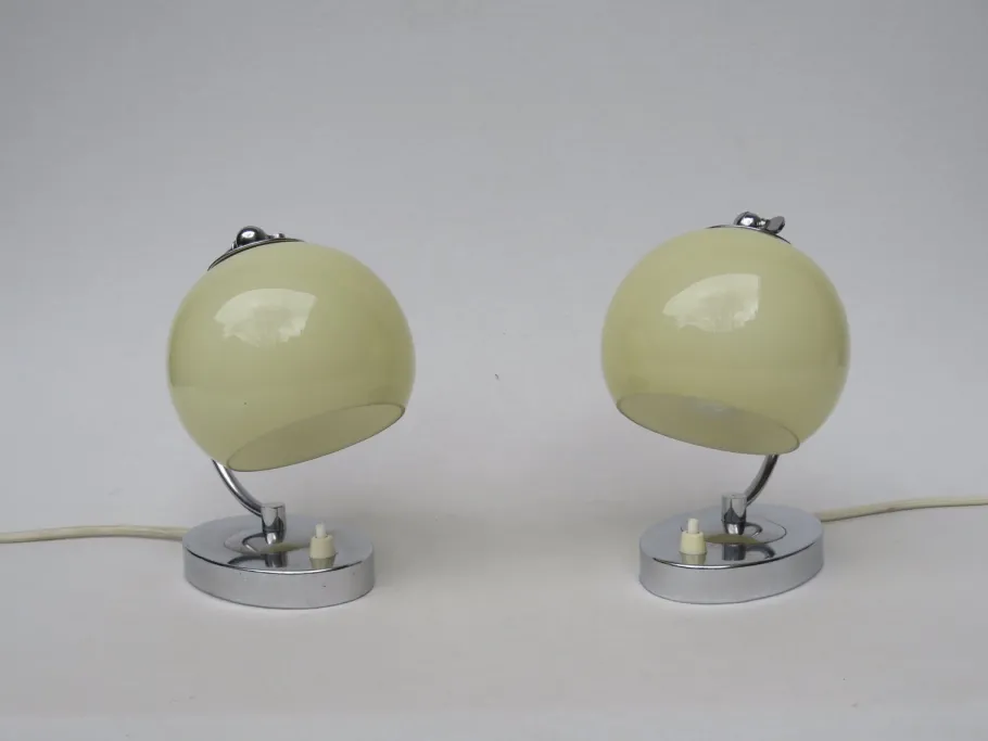 Best Pamono Austrian Art Deco Bedside Lamps in Chrome, Set of 2