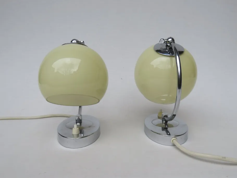 Best Pamono Austrian Art Deco Bedside Lamps in Chrome, Set of 2