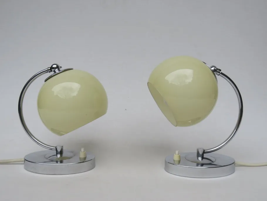 Best Pamono Austrian Art Deco Bedside Lamps in Chrome, Set of 2