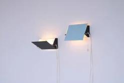 Best Pamono Baby Blue and Black Metal Sconces by J. J. M. Hoogervorst for Anvia, 1950s, Set of 2