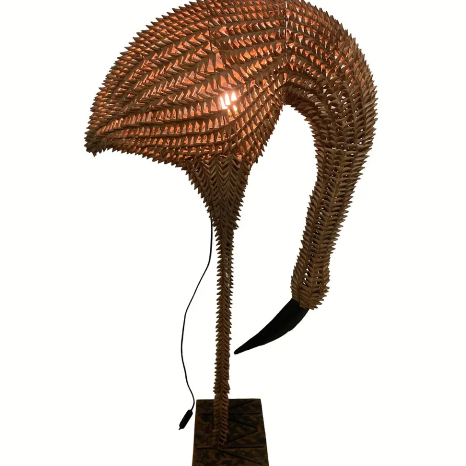 Pamono Bamboo and Rattan Bird Lamp, 1960s