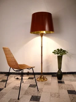 Sale Pamono Bamboo Brass Floor Lamp by Ingo Maurer for Design M, 1960s