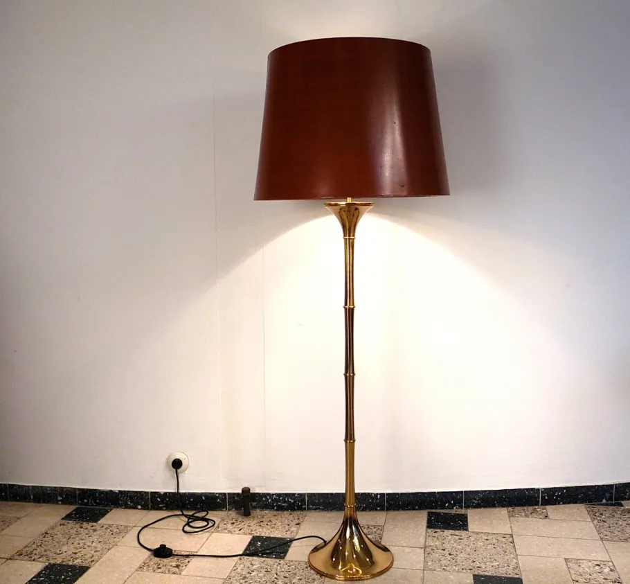 Sale Pamono Bamboo Brass Floor Lamp by Ingo Maurer for Design M, 1960s