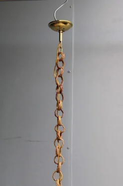 Best Pamono Bamboo, Straw and Brass Pendants, Italy, 1970s, Set of 2