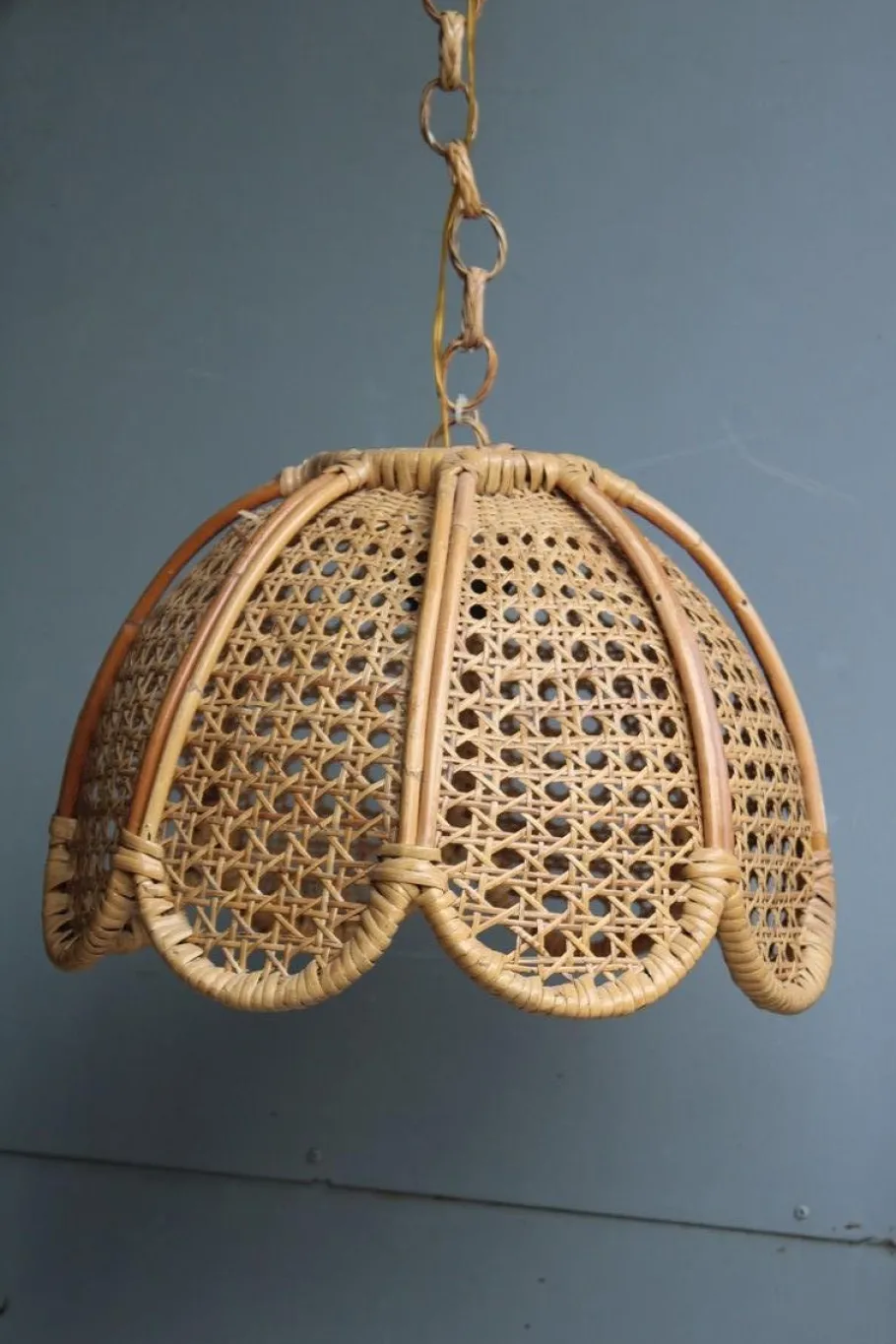 Best Pamono Bamboo, Straw and Brass Pendants, Italy, 1970s, Set of 2