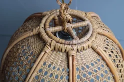 Best Pamono Bamboo, Straw and Brass Pendants, Italy, 1970s, Set of 2