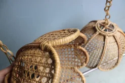 Best Pamono Bamboo, Straw and Brass Pendants, Italy, 1970s, Set of 2