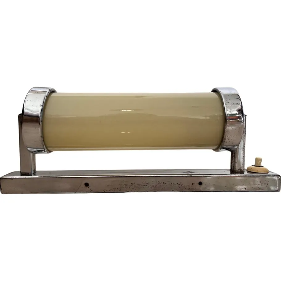 Best Pamono Bauhaus Chrome Milk Glass Wall Lamp, 1930s