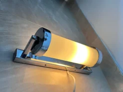 Best Pamono Bauhaus Chrome Milk Glass Wall Lamp, 1930s