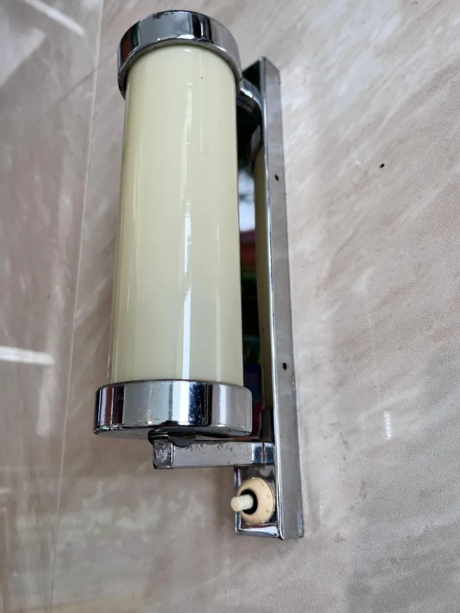 Best Pamono Bauhaus Chrome Milk Glass Wall Lamp, 1930s