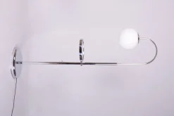 Pamono Bauhaus Floor Lamp in Chrome and Opaline Milk Glass, Czech, 1930s