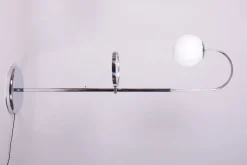 Pamono Bauhaus Floor Lamp in Chrome and Opaline Milk Glass, Czech, 1930s