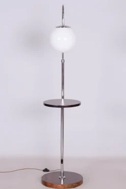 Clearance Pamono Bauhaus Floor Lamp in Walnut and Chrome, 1930s