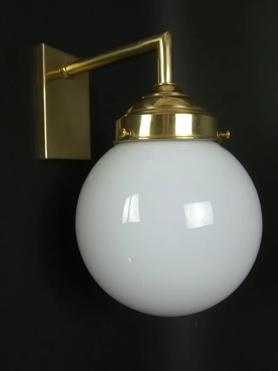Best Pamono Bauhaus Wall Lamp in Brass with Opal Shade, Germany, 1925