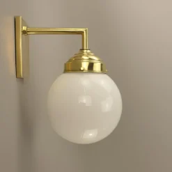 Best Pamono Bauhaus Wall Lamp in Brass with Opal Shade, Germany, 1925