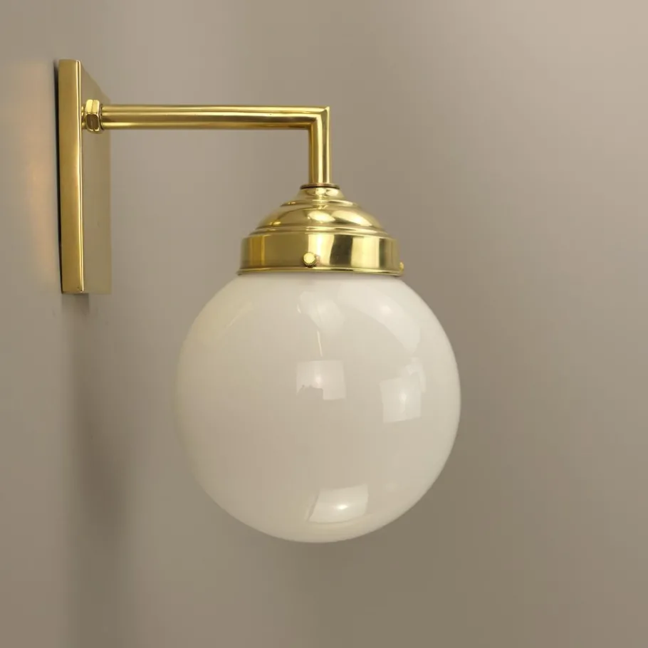 Best Pamono Bauhaus Wall Lamp in Brass with Opal Shade, Germany, 1925