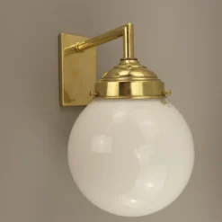 Best Pamono Bauhaus Wall Lamp in Brass with Opal Shade, Germany, 1925