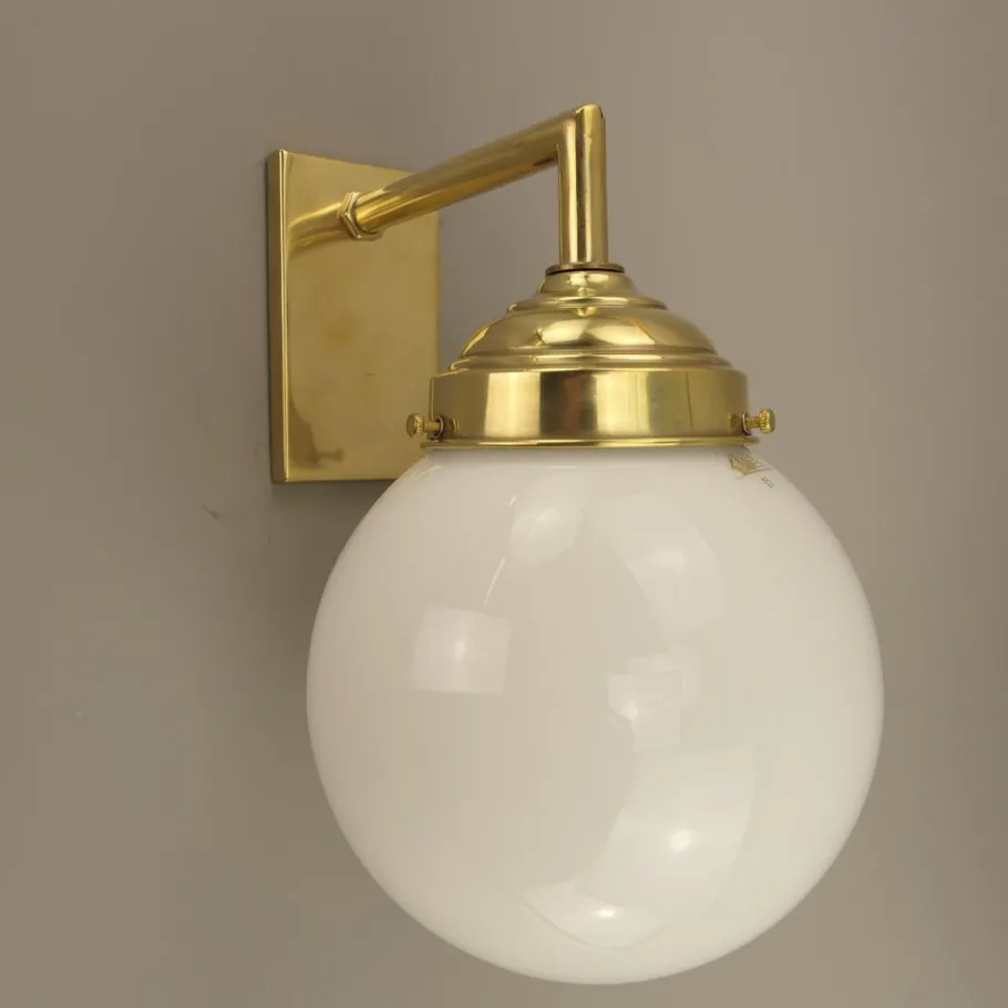 Best Pamono Bauhaus Wall Lamp in Brass with Opal Shade, Germany, 1925