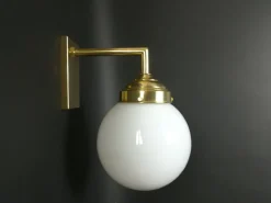 Best Pamono Bauhaus Wall Lamp in Brass with Opal Shade, Germany, 1925