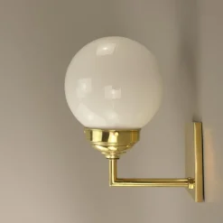 Best Pamono Bauhaus Wall Lamp in Brass with Opal Shade, Germany, 1925