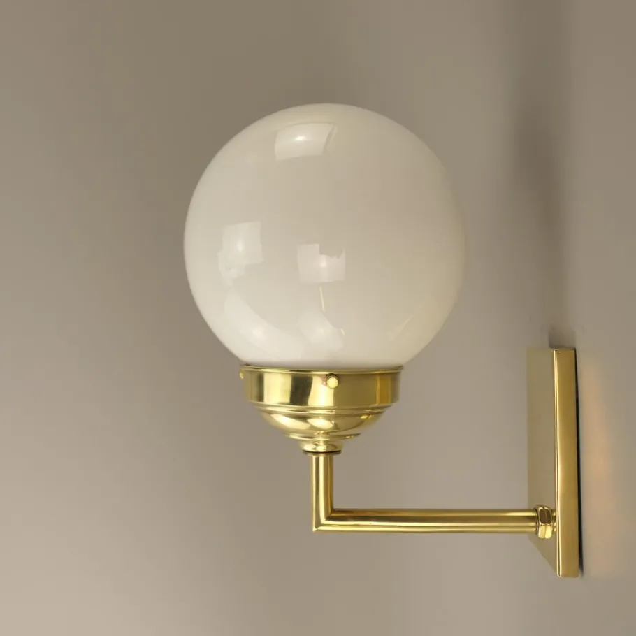 Best Pamono Bauhaus Wall Lamp in Brass with Opal Shade, Germany, 1925