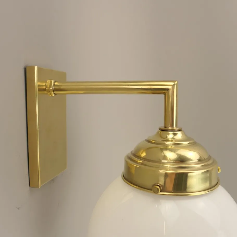 Best Pamono Bauhaus Wall Lamp in Brass with Opal Shade, Germany, 1925