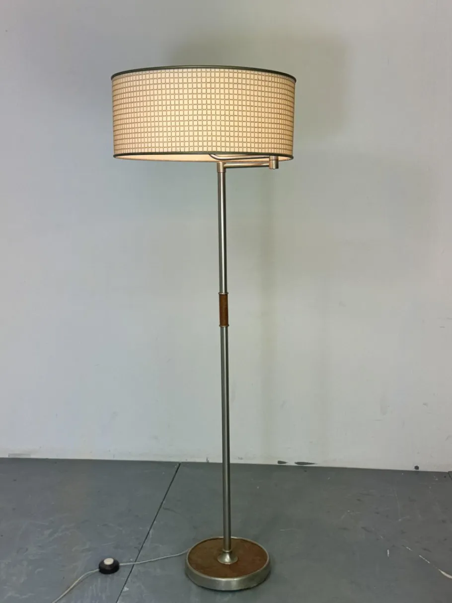 Hot Pamono Bauhaus Wood and Steel Floor Lamp, 1950s