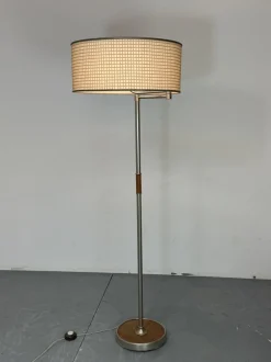 Hot Pamono Bauhaus Wood and Steel Floor Lamp, 1950s