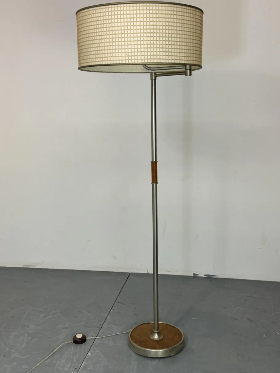 Hot Pamono Bauhaus Wood and Steel Floor Lamp, 1950s
