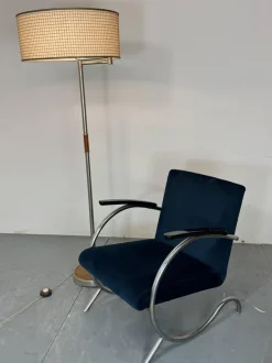 Hot Pamono Bauhaus Wood and Steel Floor Lamp, 1950s