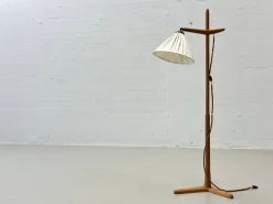 Hot Pamono Beech Floor Lamp attributed to Temde Leuchten, 1960s