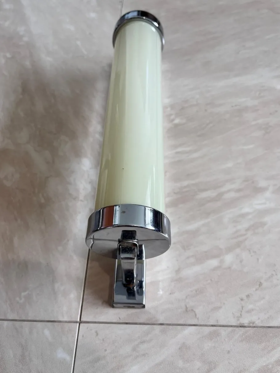 Best Pamono Big Chrome Milk Glass Bauhaus / Functionalist Wall Lamp - 1930s